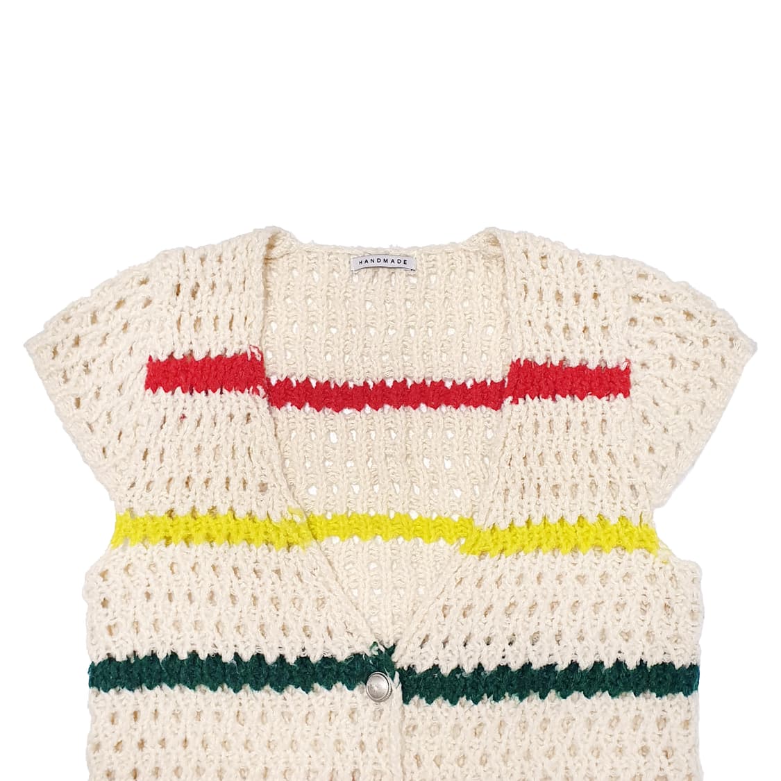 컬러 스트라이프 캡 소매 니트 베스트 상품이미지4