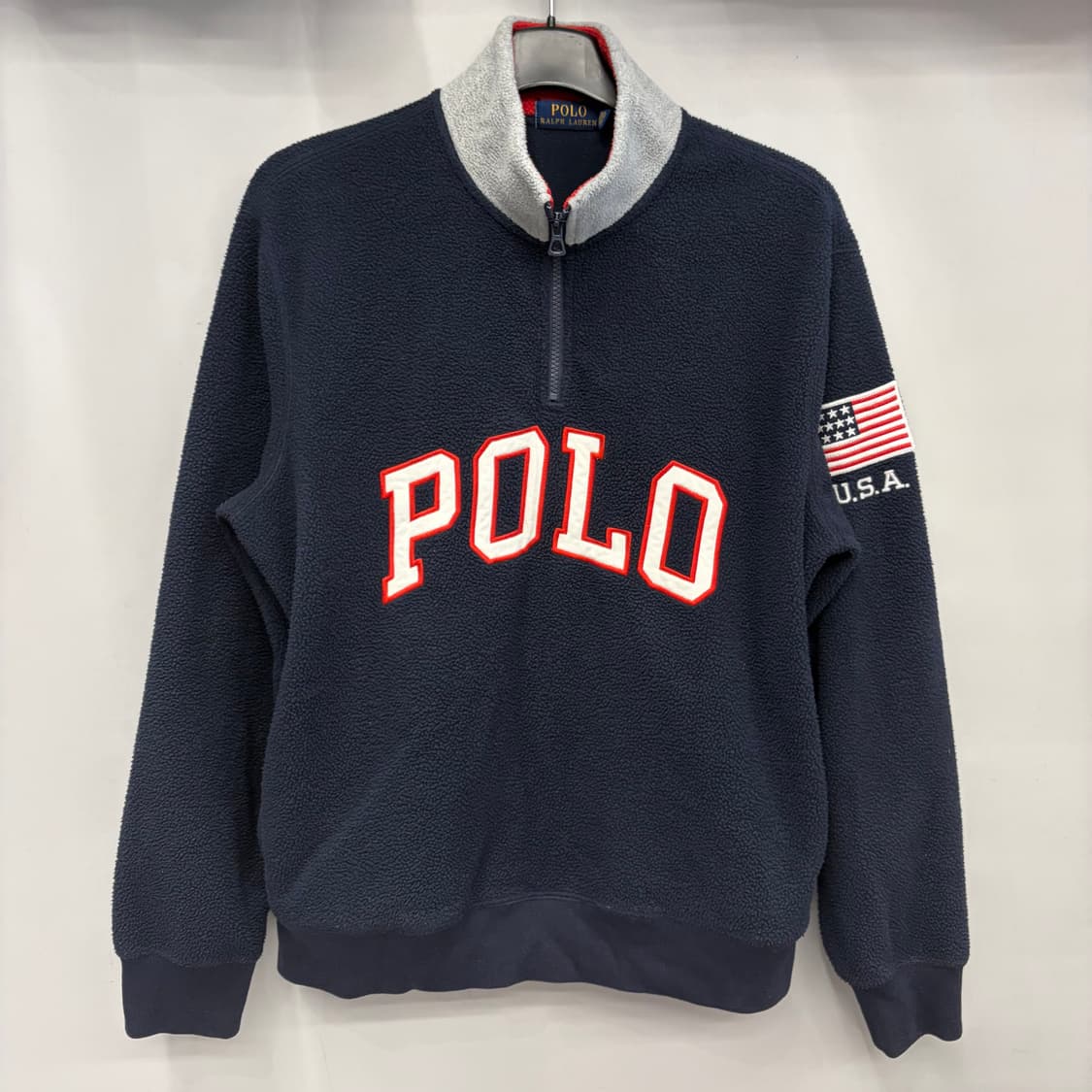 폴로 랄프로렌 빅 아치 로고 성조기 USA 하프 플리스 자켓 M 상품이미지1