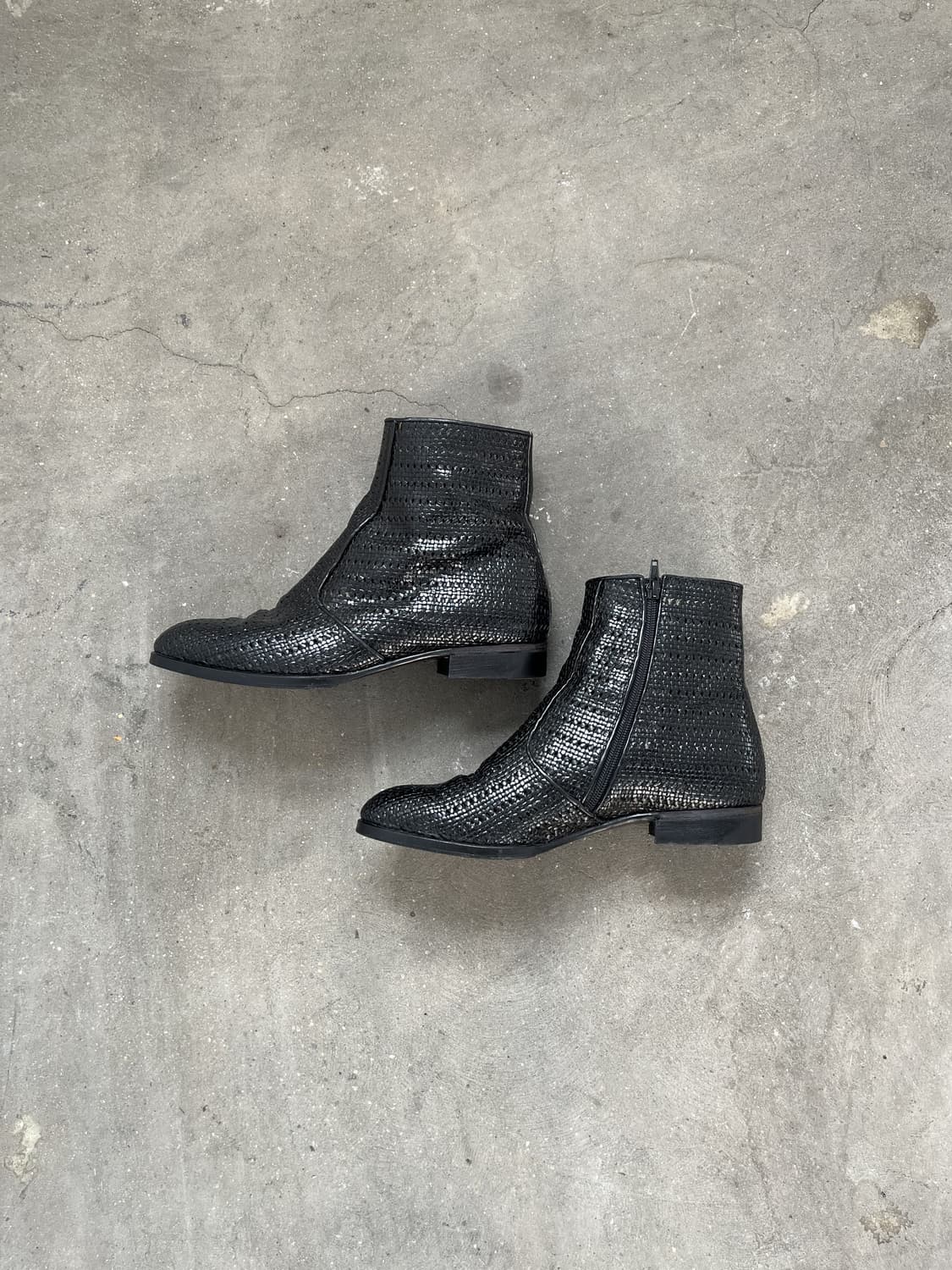 Vintage 위빙텍스쳐 레더 앵클부츠 상품이미지3