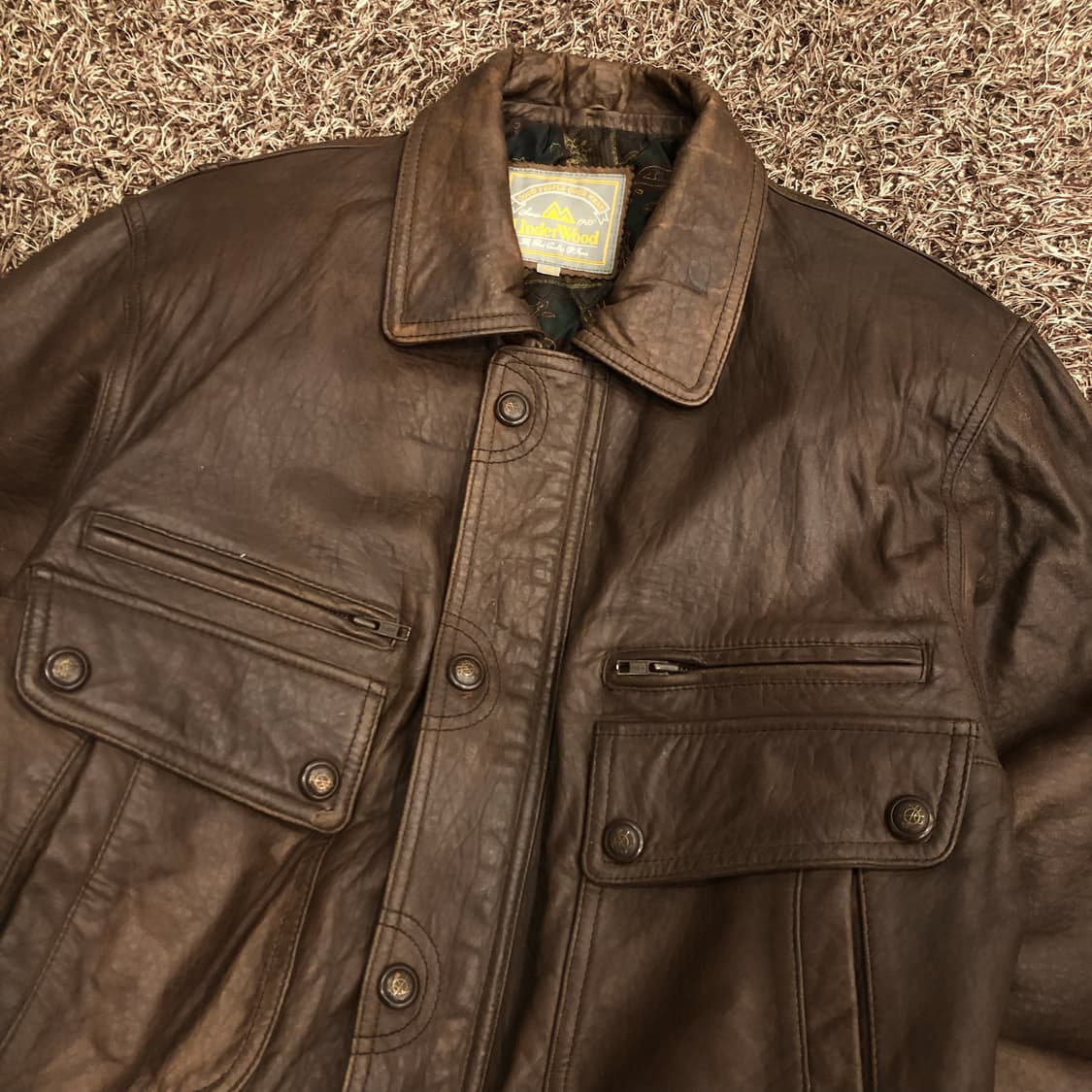 언더우드 빈티지 양가죽 봄버 브라운 레더 가죽 자켓 상품이미지2