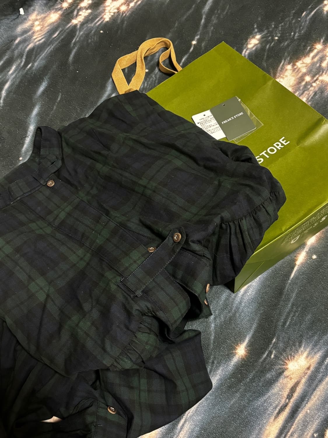 프릭스스토어 벌룬 슬리브 플레어 체크 미니 원피스 - [택/가방 포함] 상품이미지1