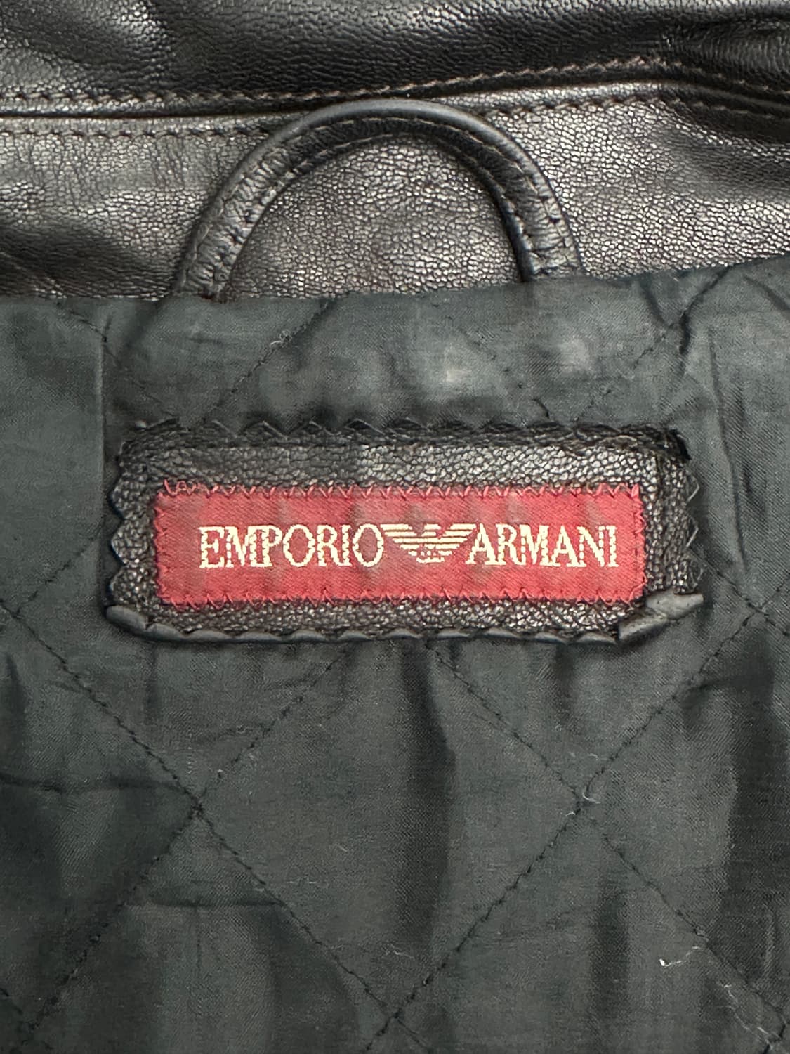 90s EMPORIO ARMANI 더블 브레스트 레더 자켓 L 상품이미지8