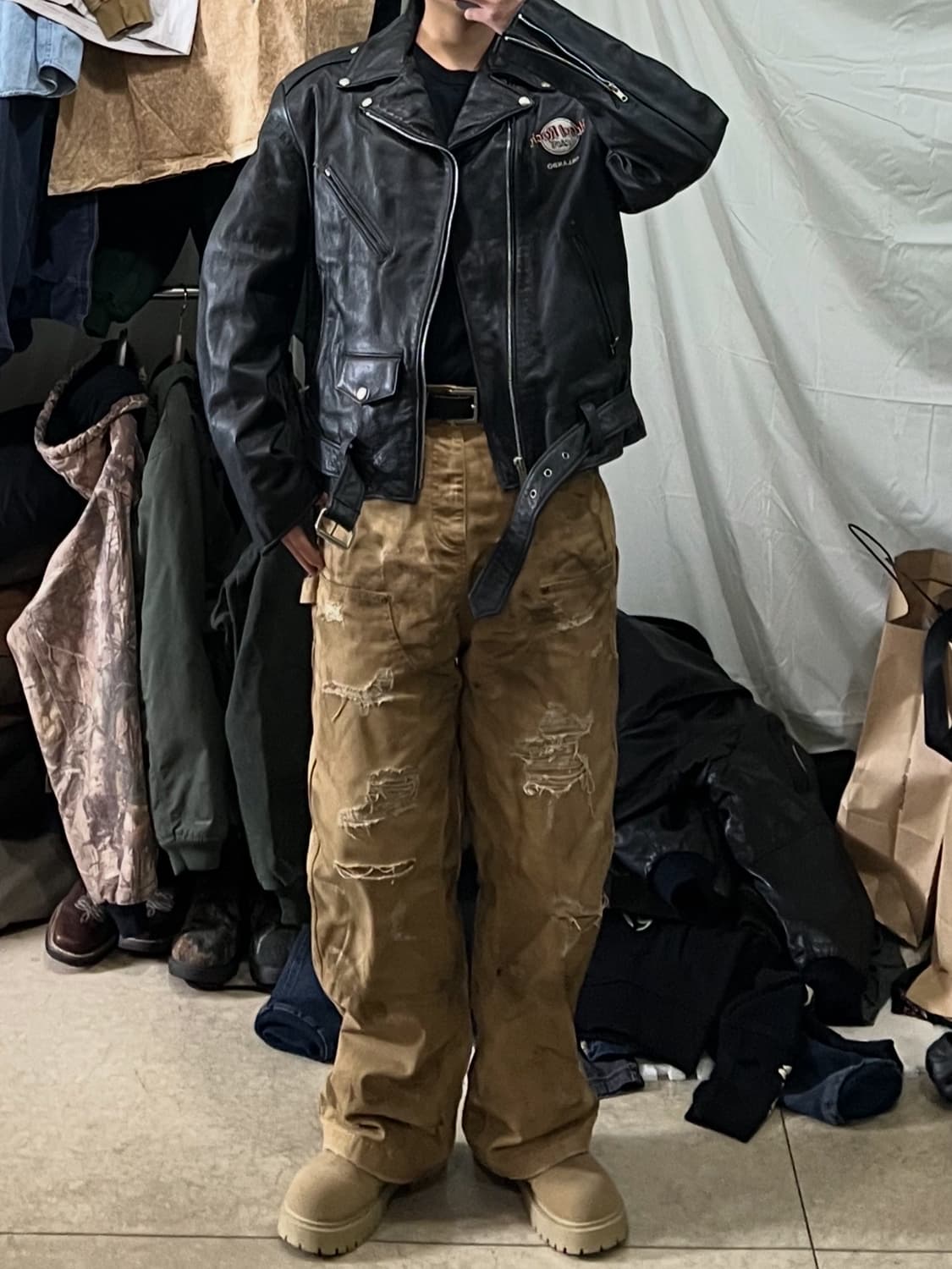 하드락카페 가죽 라이더 자켓 상품이미지3