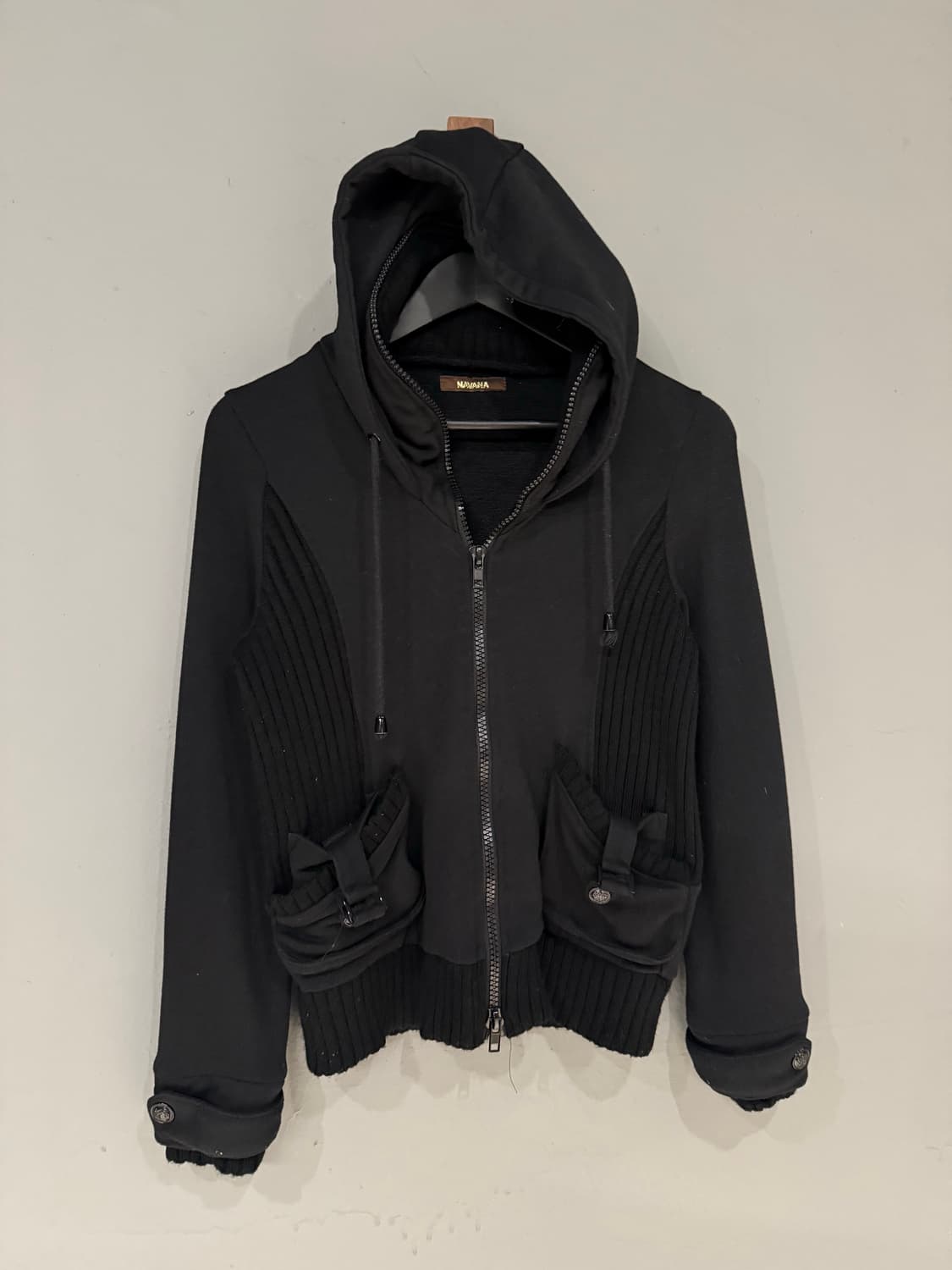 ribbed detail layered collar hood zip-up 상품이미지5