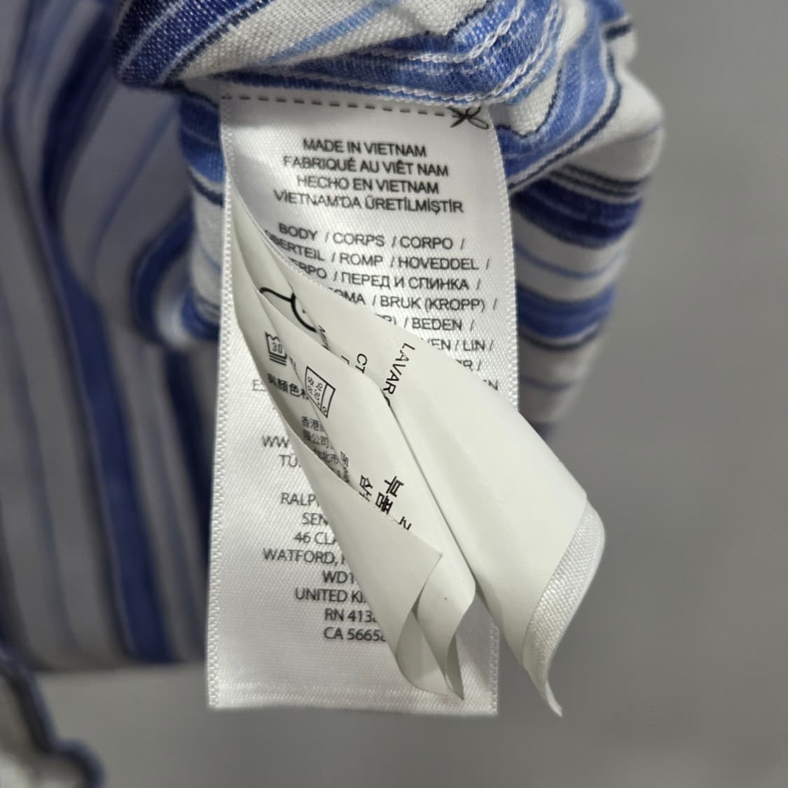 폴로랄프로렌 키즈 버튼다운 스트라이프 린넨 반팔셔츠 M/10/12 상품이미지4