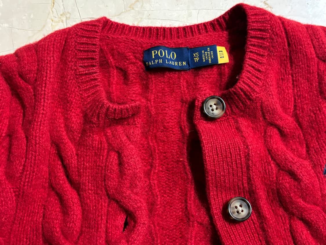 폴로 랄프로렌 울 캐시미어 가디건 레드 상품이미지4