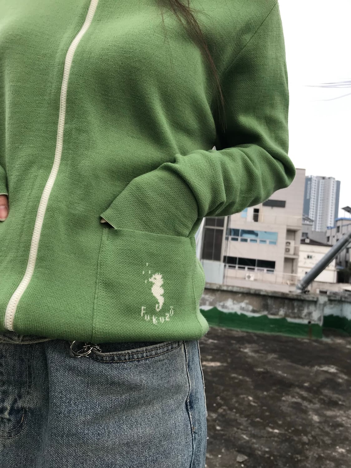 해마 연두 니트 집업 상품이미지6