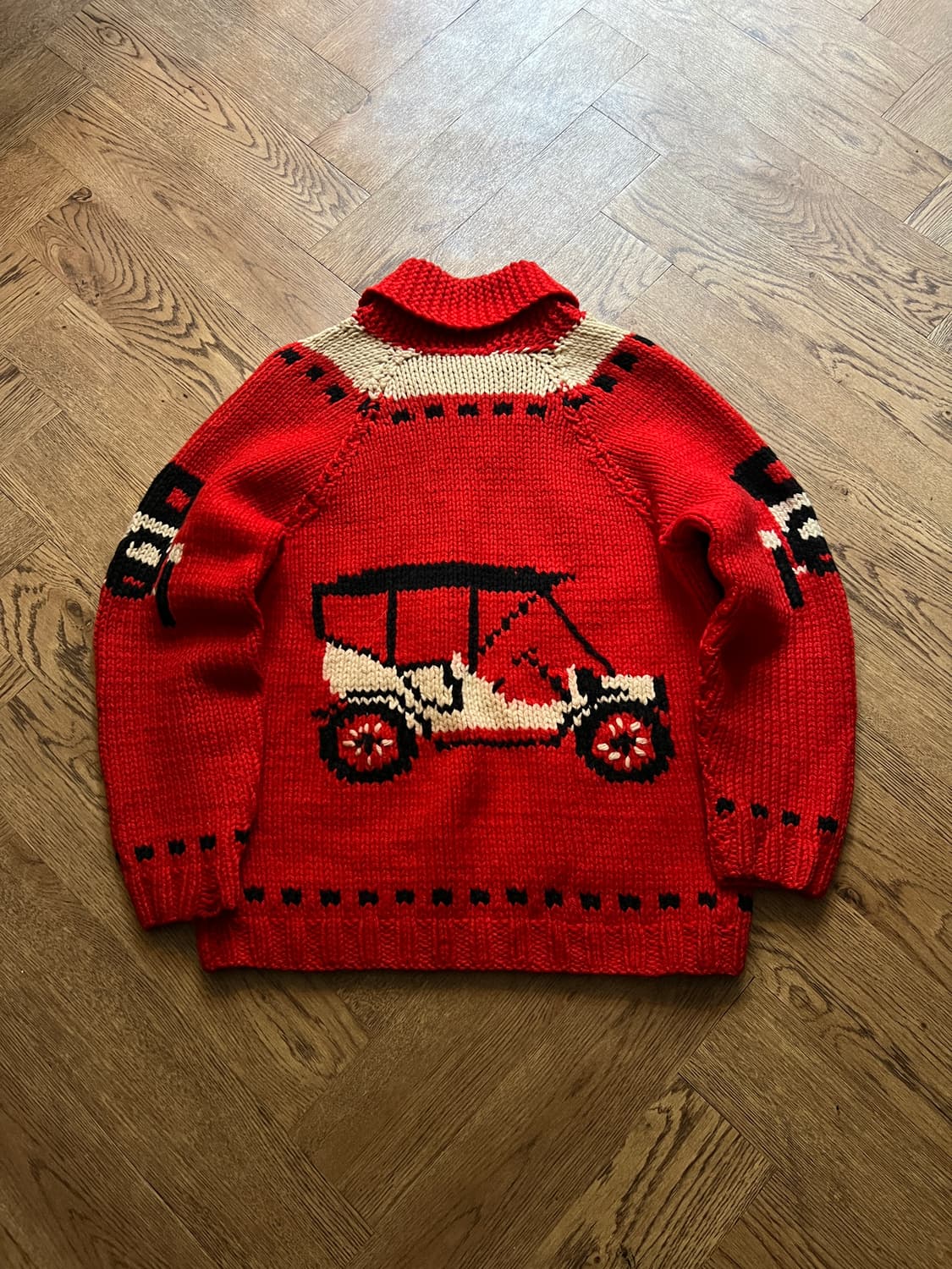 [M]70's USA 빈티지 올드카 레드 집업 코위찬 상품이미지6