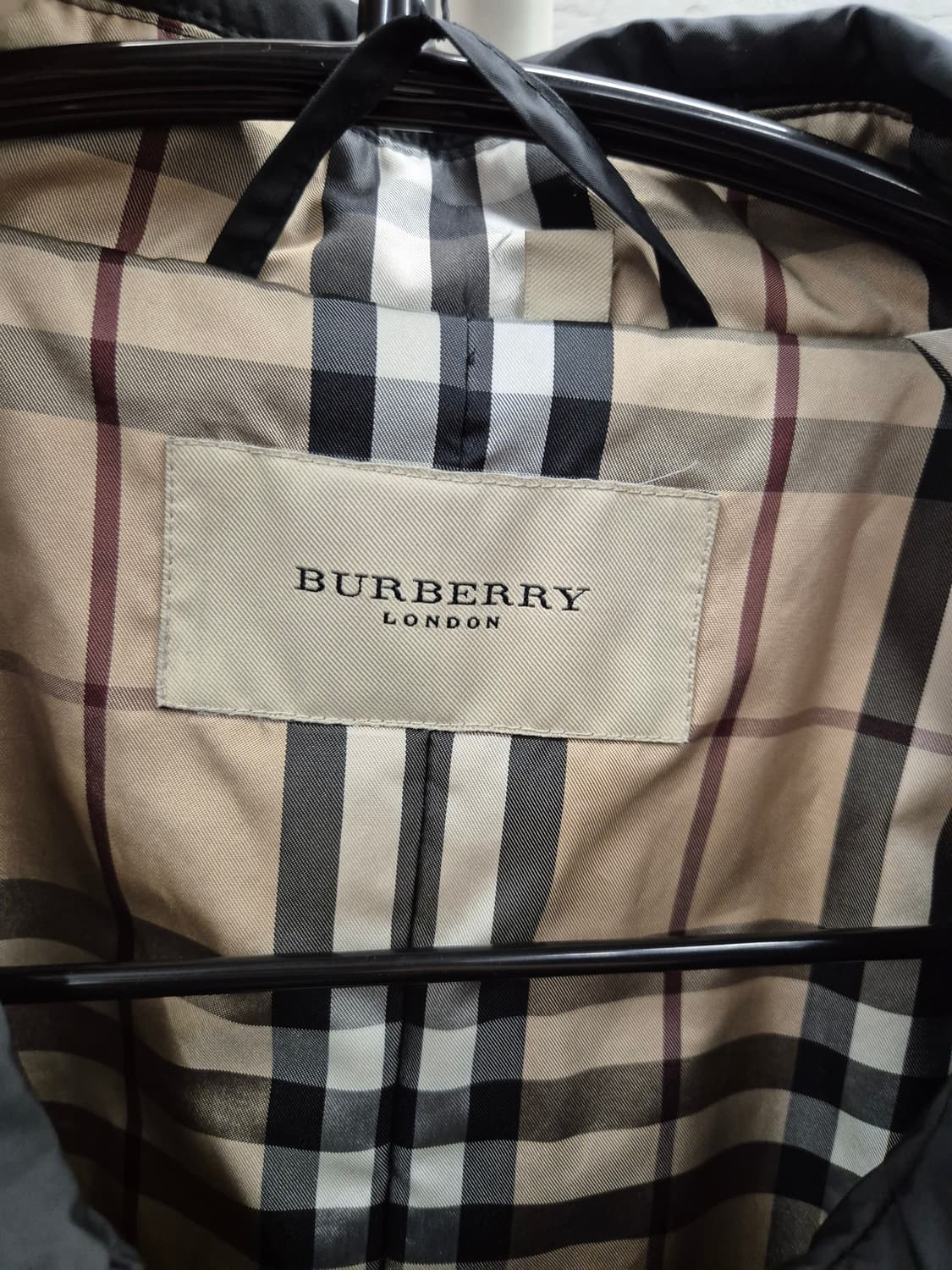 버버리 블랙 체크 안감 코트 L 상품이미지5