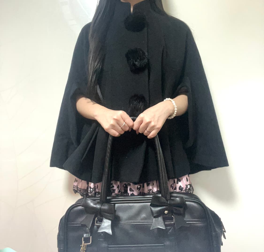 빈티지 케이프 코트 일녀 하라주쿠 히메갸루사와코깔모리하구미지뢰계양산형모리 상품이미지1