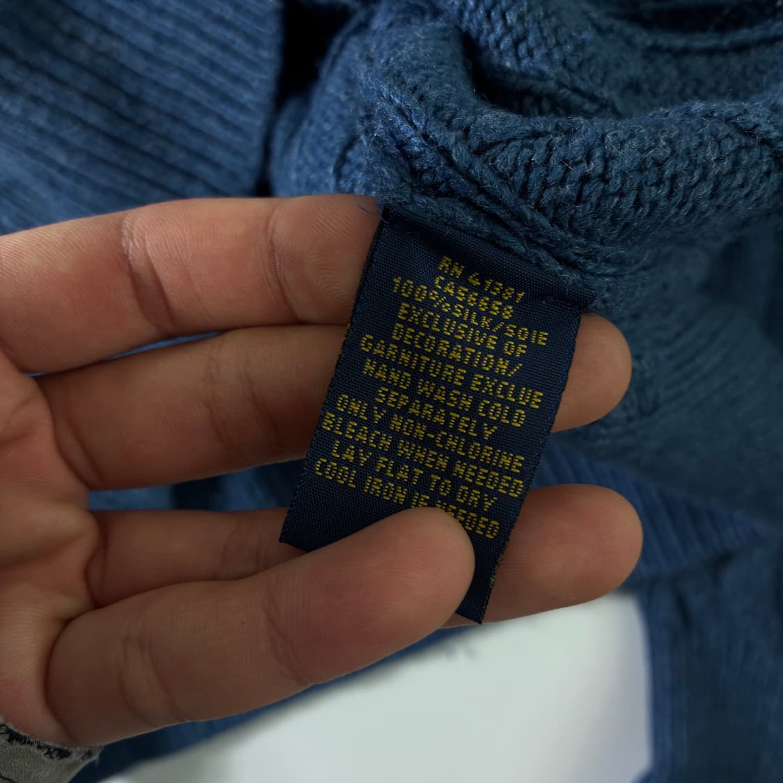 Polo  폴로 랄프로렌 자수 실크 블루 꽈배기 반집업 니트  상품이미지6