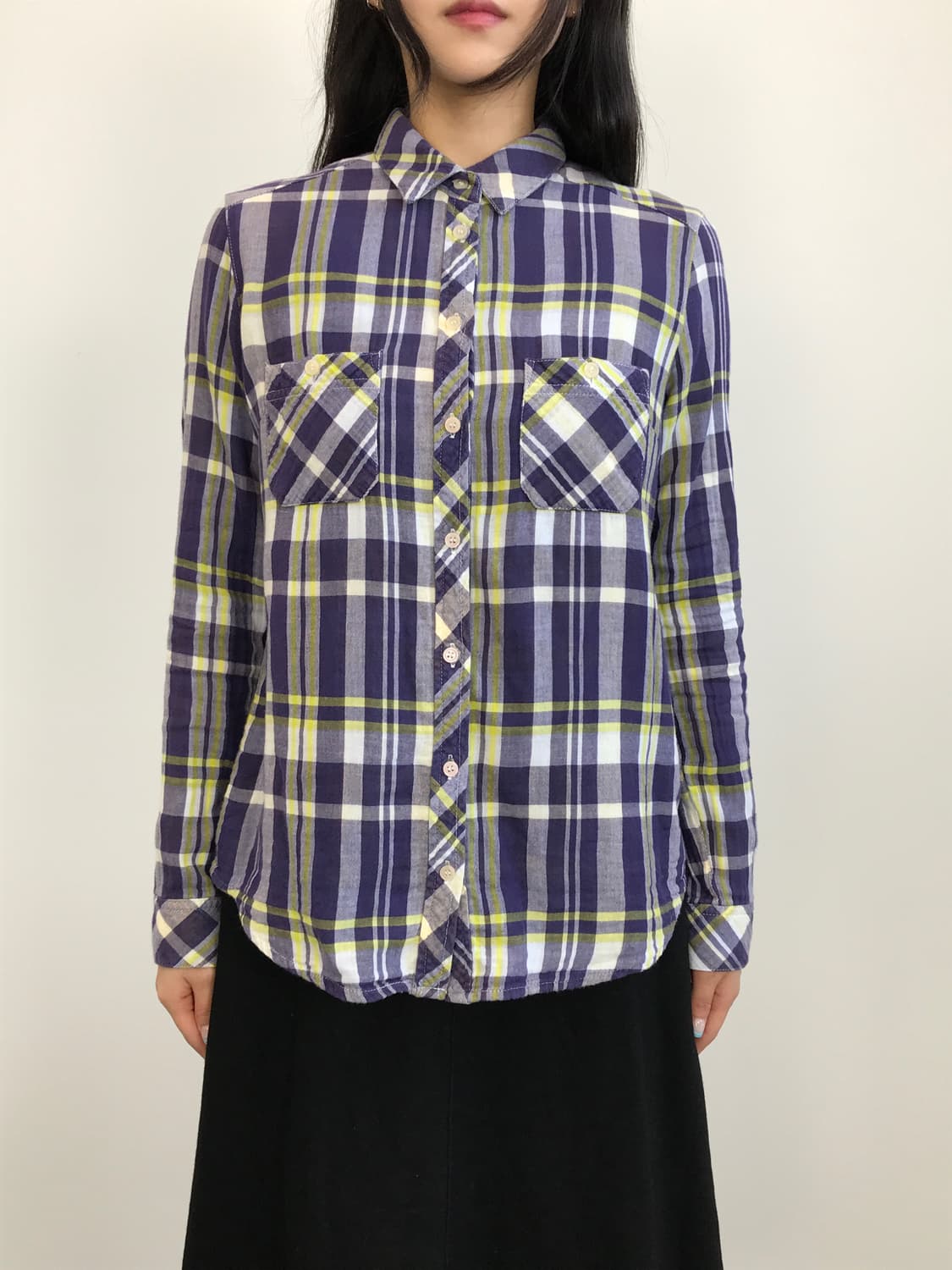  Moussy Purple Cotton Checked Shirts 상품이미지2