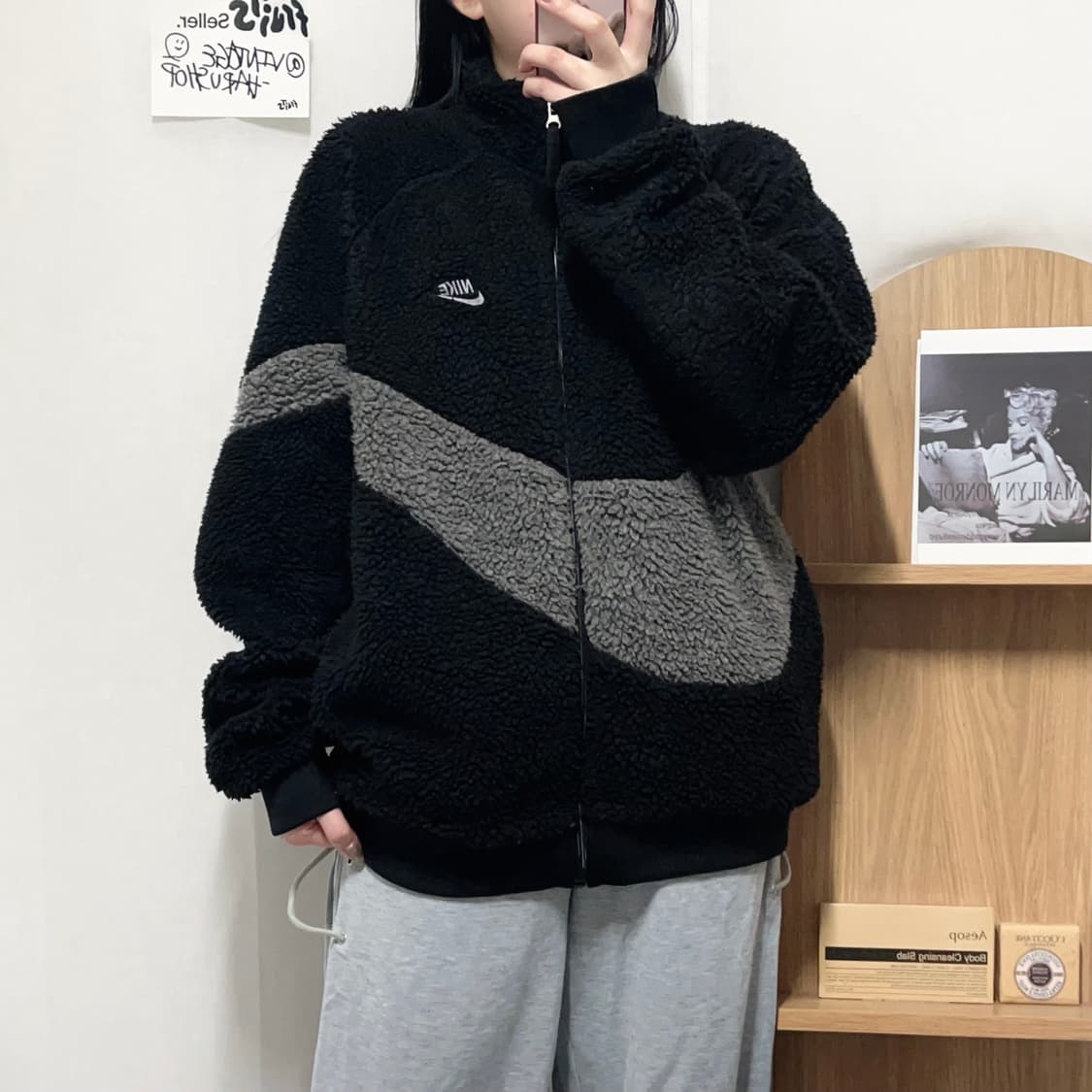 [정품] 나이키 블랙 그레이스우시 뽀글이 후리스 [ 105 ] 상품이미지1