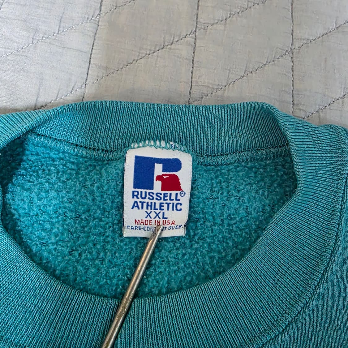 [XXL] 90s 러셀 애슬레틱 스웻 틸그린 틸블루 트래쉬드 상품이미지7