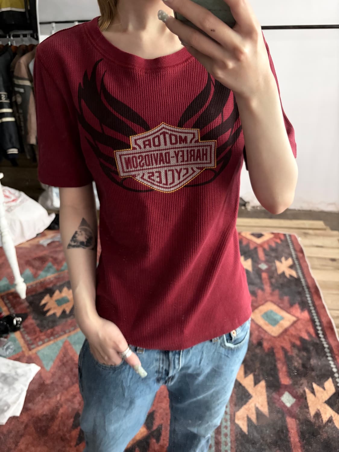 Harley-Davidson 윙 로고 와플 반팔 티셔츠 상품이미지2