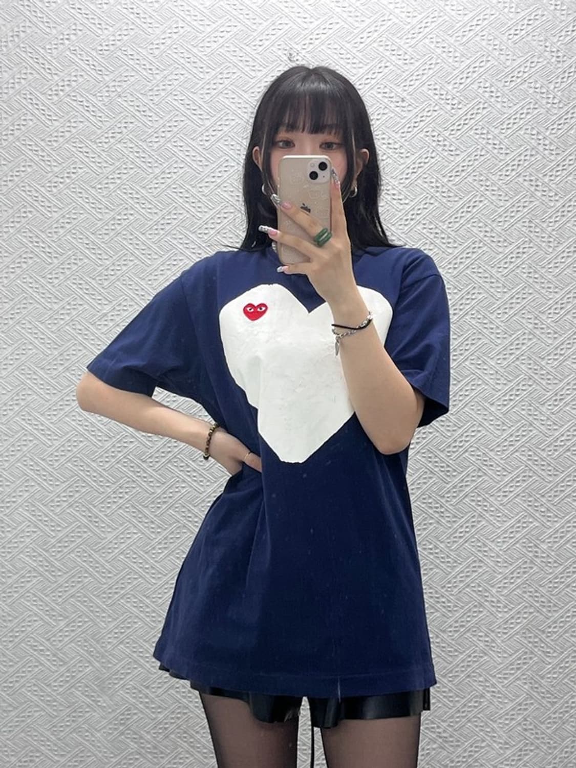 꼼데가르송 올드스쿨 캐주얼 키치 더블하트 반팔티 XL C12655 상품이미지2
