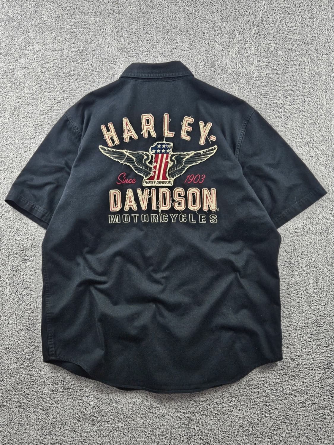 할리데이비슨 모터사이클 스펠아웃 반팔 바이커 셔츠 (XL) / 11421 상품이미지1