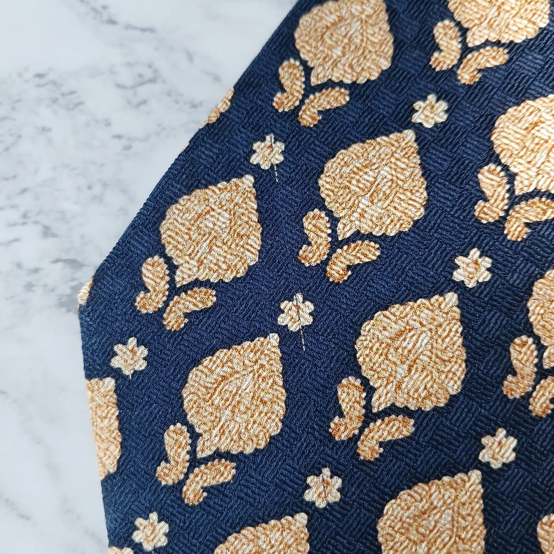 피에르 발망 실크 네이비 패턴 넥타이 10.3cm A~B등급 E864 상품이미지8