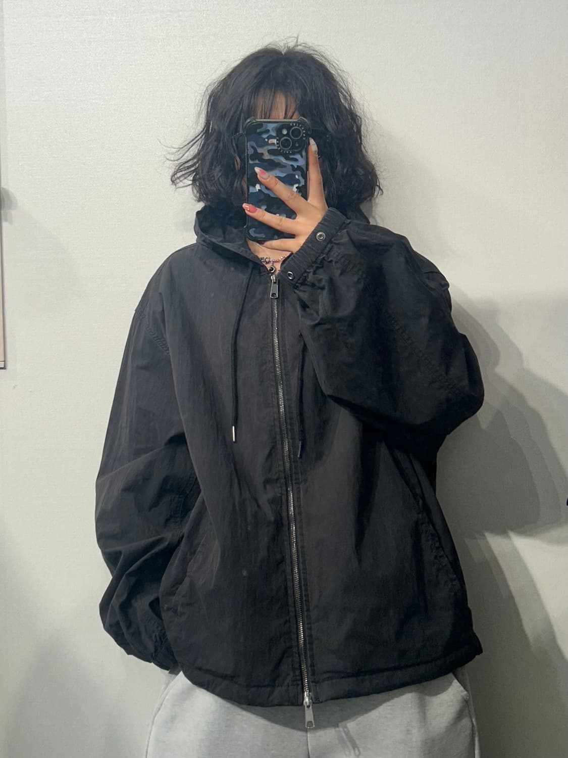 L 노매뉴얼 오버핏 바람막이 자켓 블랙 상품이미지1