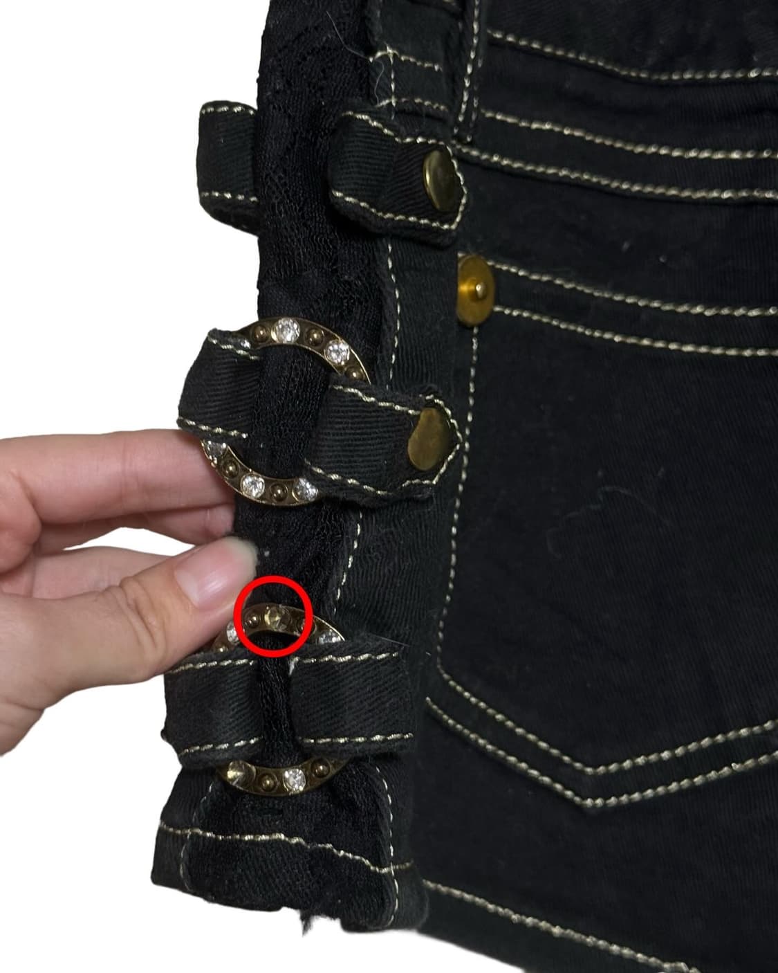 빈티지 갸루st 데님 링 숏츠 상품이미지5