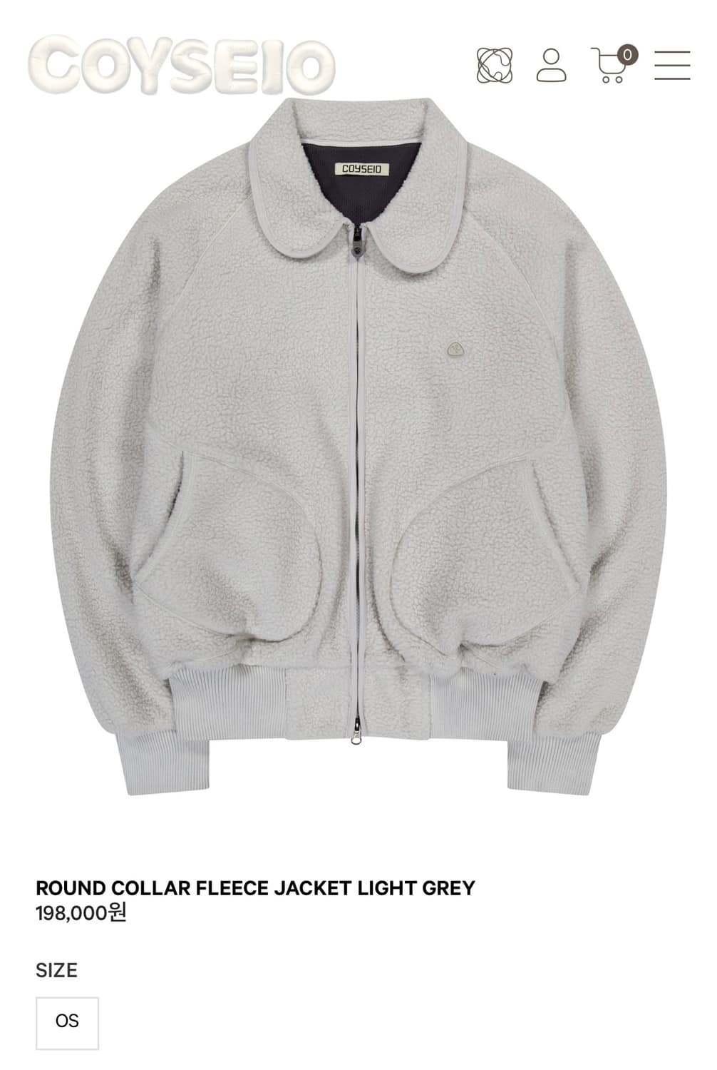 코이세이오 라운드 카라 플리스 라이트그레이 상품이미지1