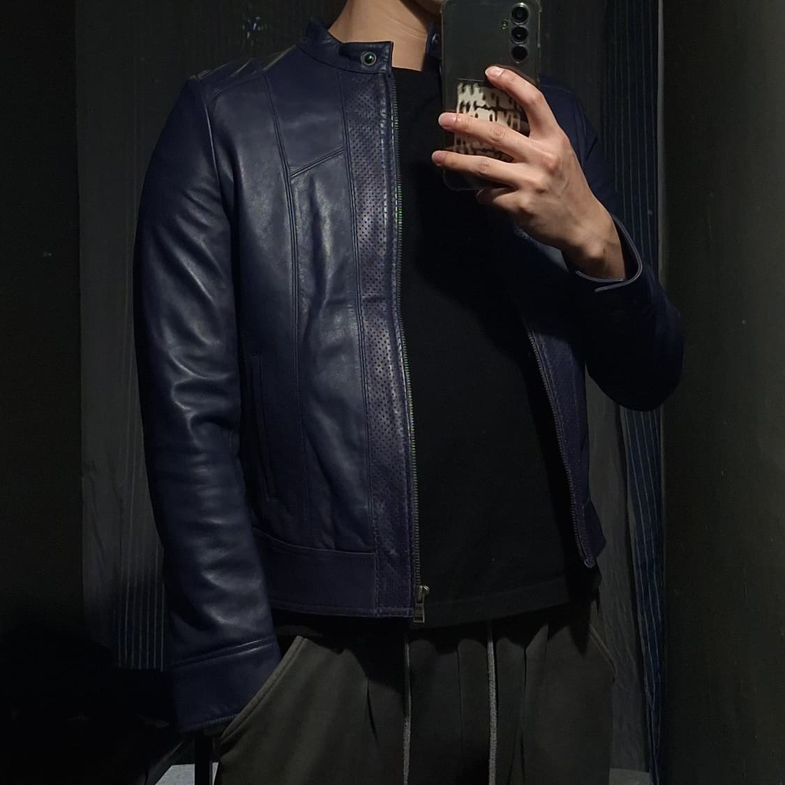 스멕스 스모키블루 넥버튼 양가죽 램스킨 레더자켓 가죽자켓 WOMANS M 상품이미지1