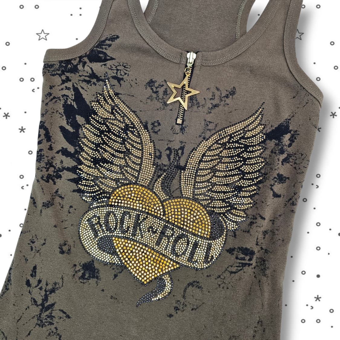 ROCK&ROLL 카키 슬리브리스 탑 상품이미지3