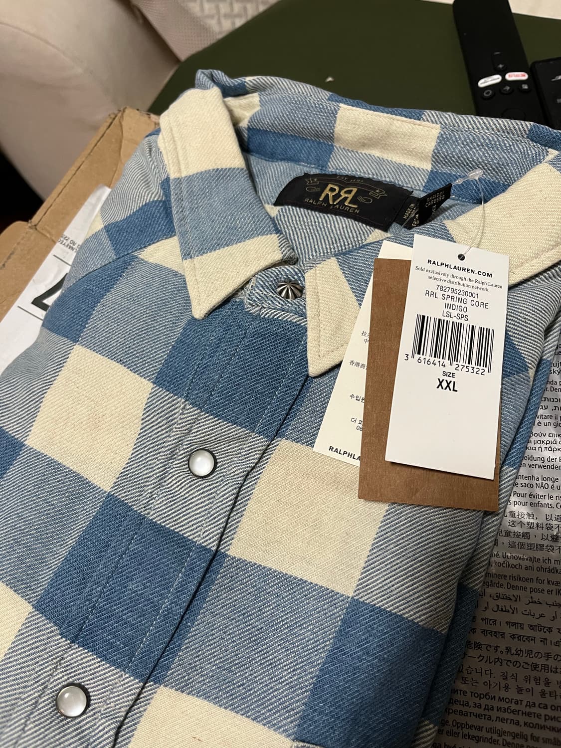 더블알엘 rrl 슬림핏 웨스턴셔츠 인디고크림 xxl 새상품 상품이미지1