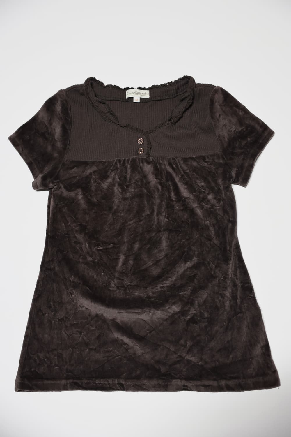 [JPN]brown velour lace Half sleeve top 상품이미지1