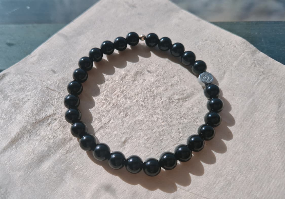 천연 오닉스 & 14k 골드필드 & 장미포인트 팔찌 상품이미지2