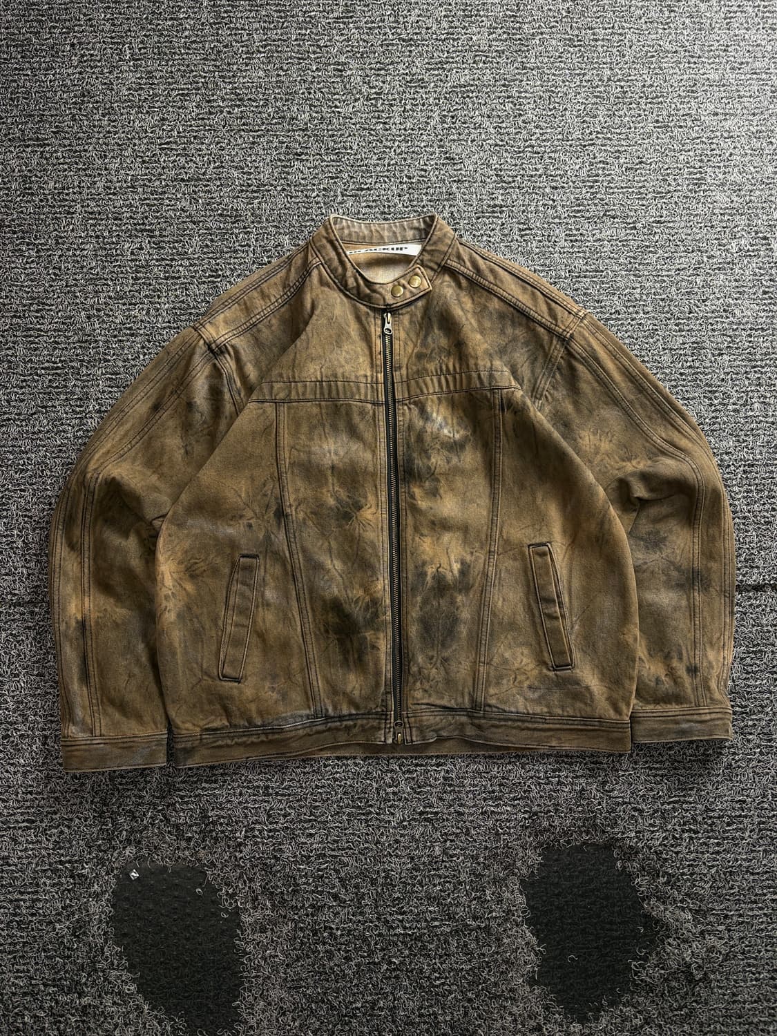 빈티지 에이징 디스트로이드 라이더 자켓 브라운 3863 상품이미지2