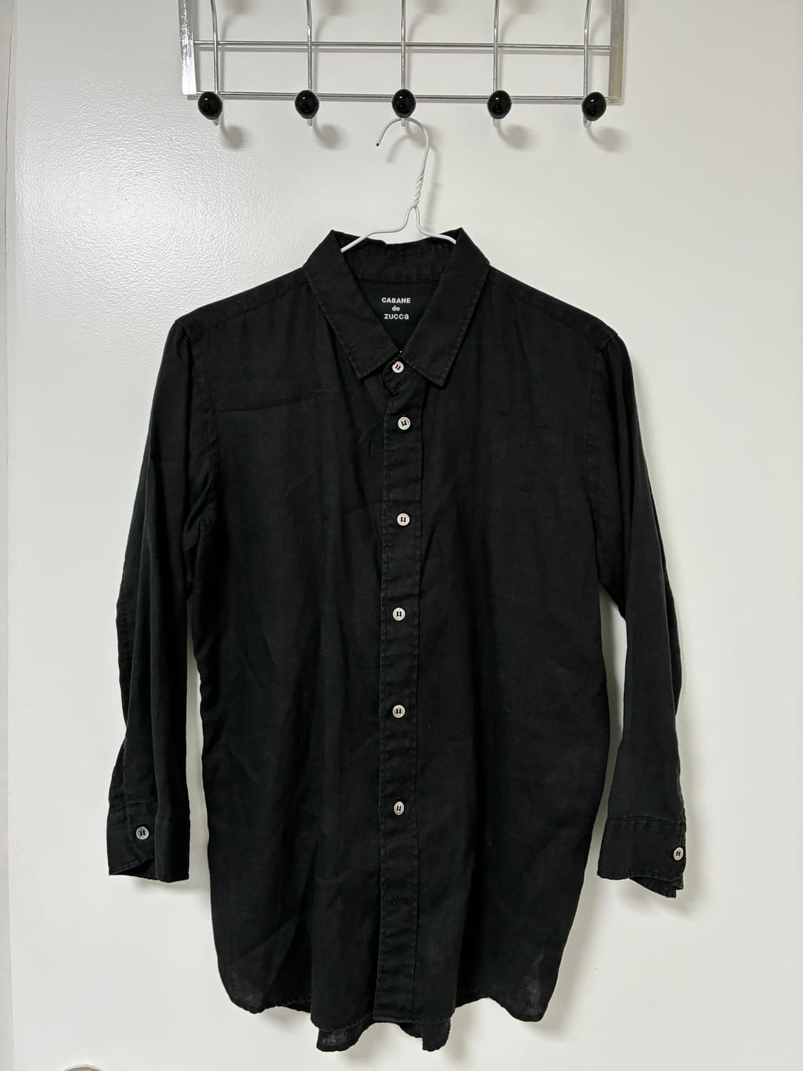 cabane de zucca 주카 린넨 블랙 셔츠 상품이미지1