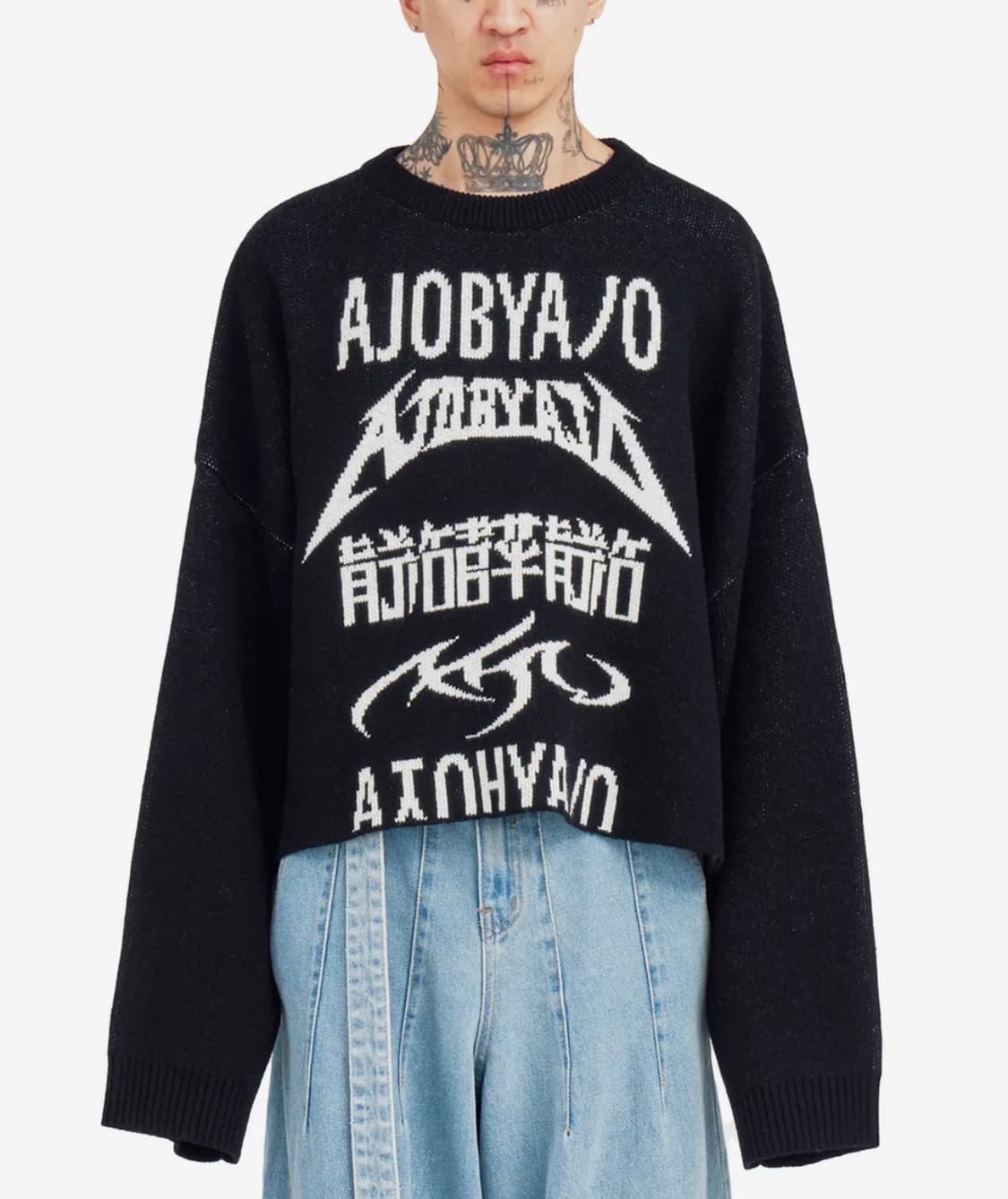 [M] Total Logo Cropped Sweater [BLACK] 상품이미지1