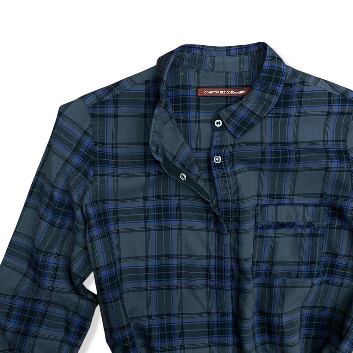 Damaged Yoke Detail Check Long Shirt 상품이미지3