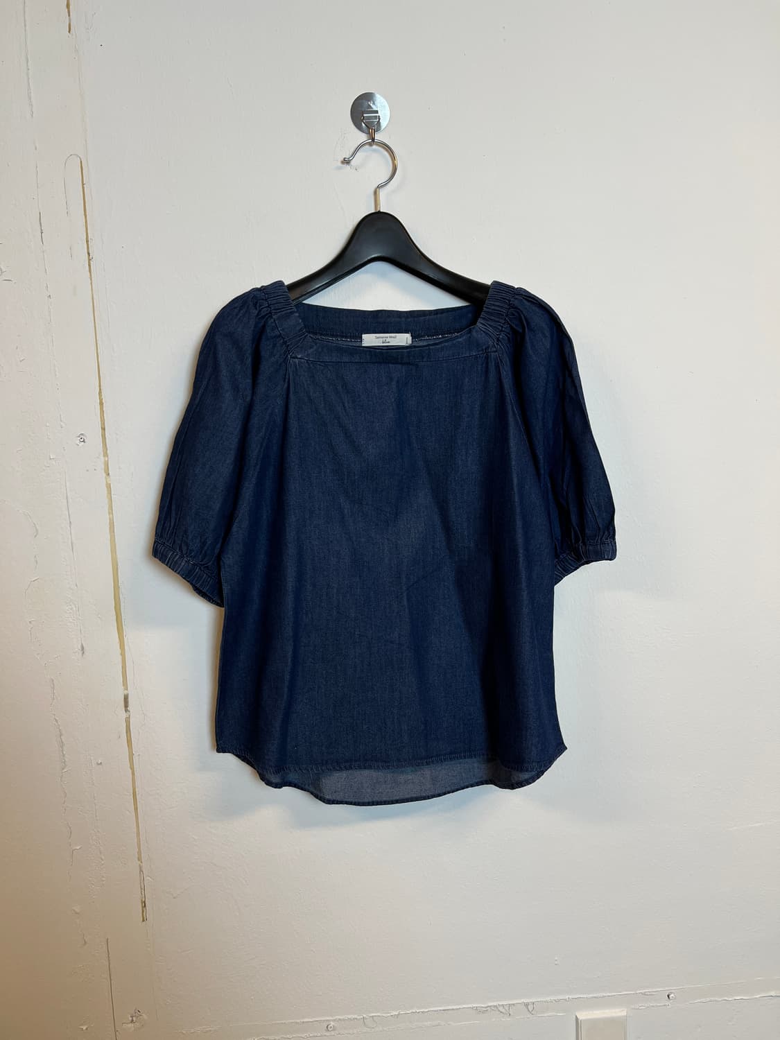 T082 SAMANSA MOS2 블루 오픈숄더 탑 M 상품이미지1