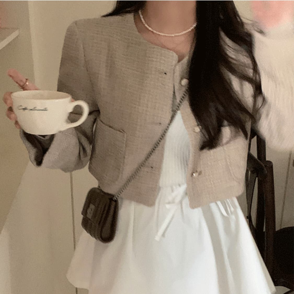 소녀레시피(girlsrecipe) 헤브즈 트위드 크롭자켓 55-66 새상 상품이미지2