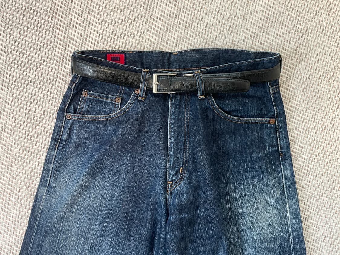 빈티지 실버 버클 레더 벨트  J03893 상품이미지1