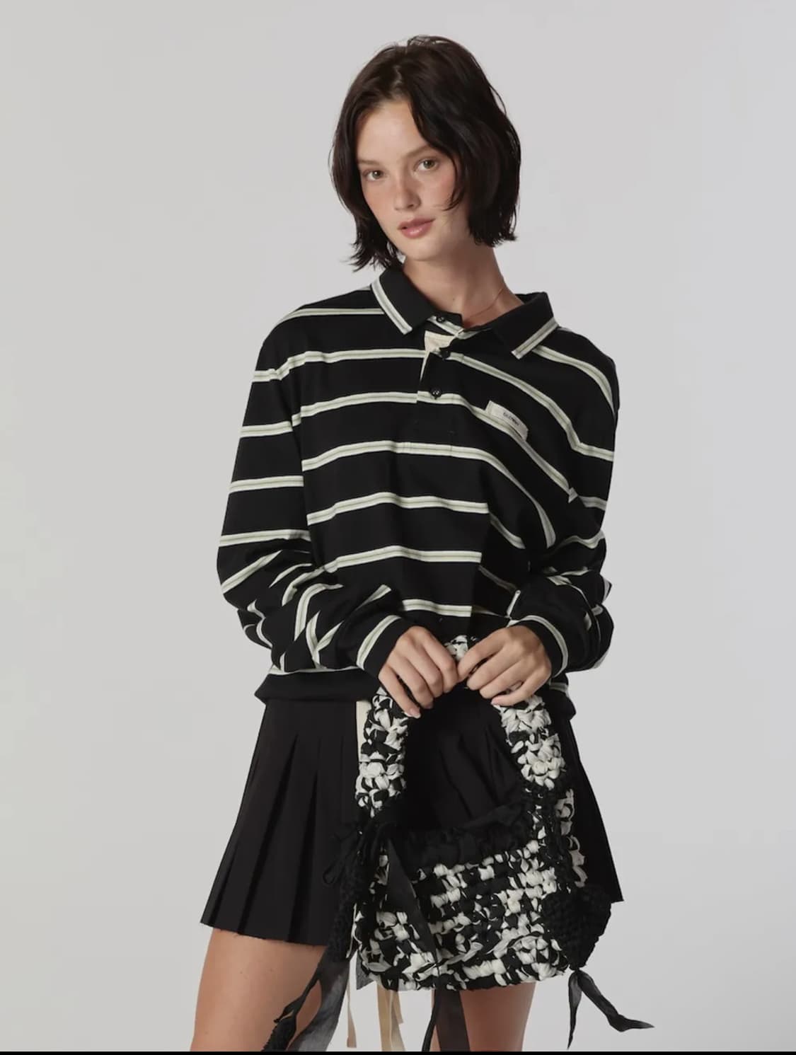 글로니 테리 pk 롱슬리브 티 럭비티 블랙 스트라이프 상품이미지1