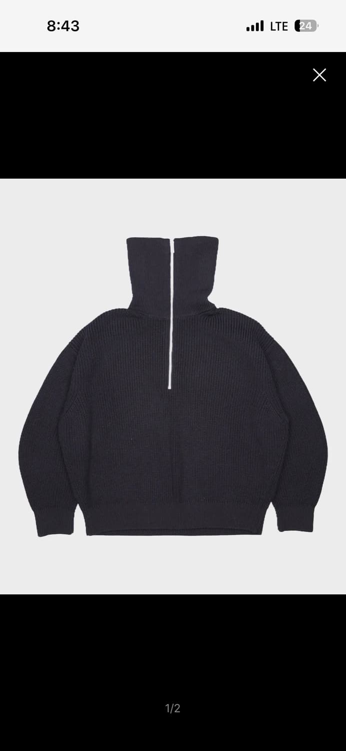 하자없음) 코스 울 코튼 하프 집업 점퍼 블랙 니트 (L사이즈) 상품이미지7