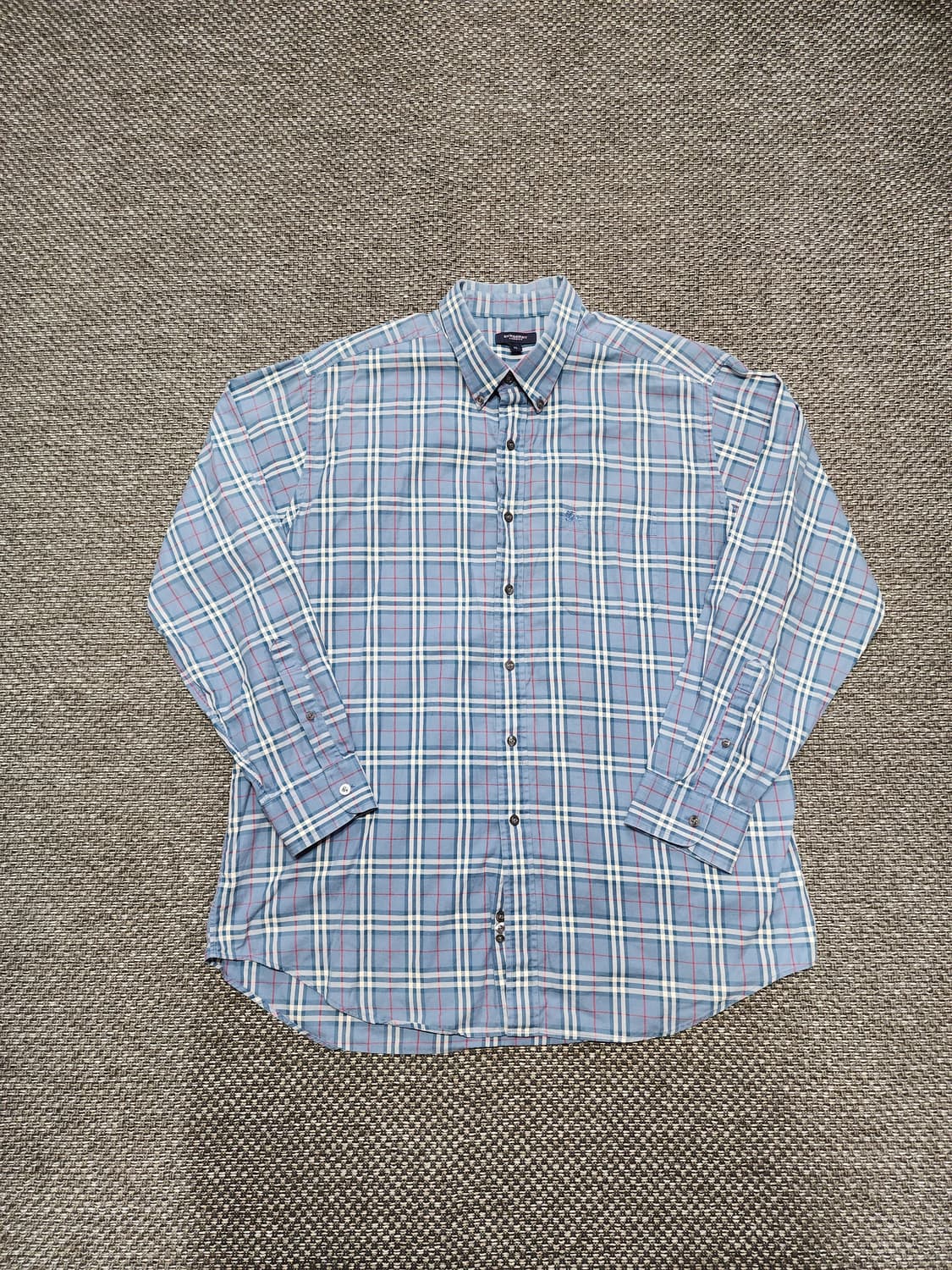 버버리 블루 노바체크 로고 남방 셔츠  XL사이즈 상품이미지1