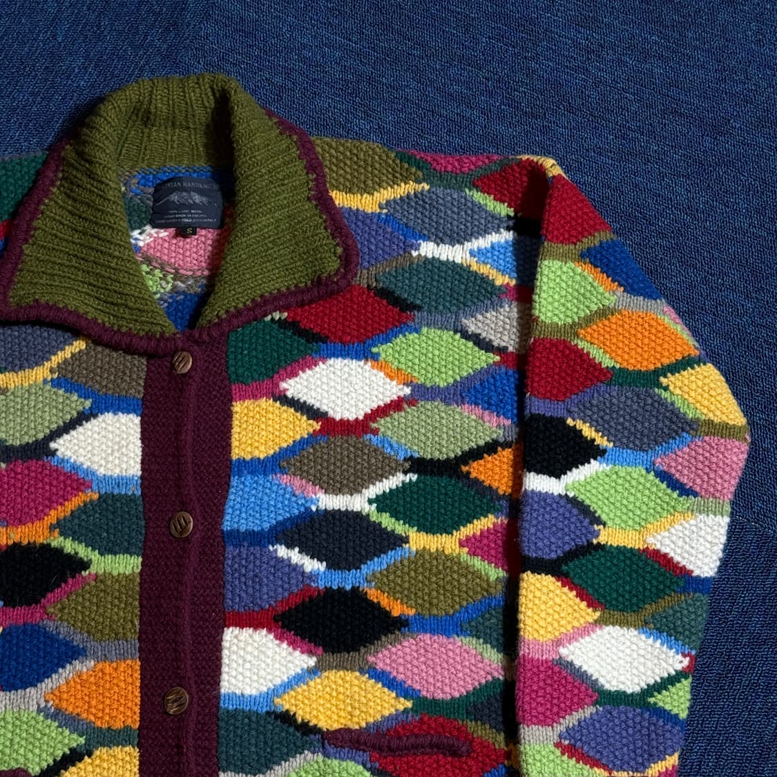 빈티지 다이아몬드 패치 니트 가디건 상품이미지2