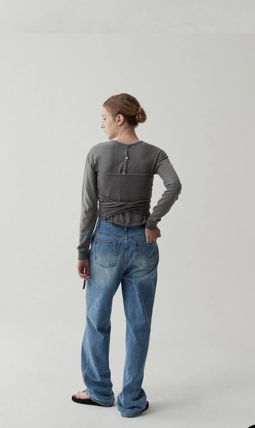 오디에르 코튼 랩 가디건 set (차콜) 상품이미지1