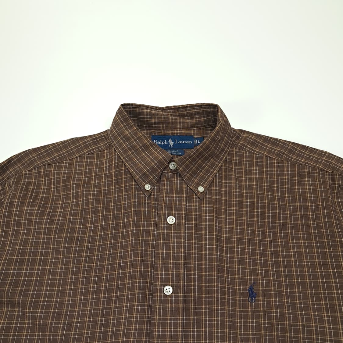 CL507 L 폴로 90s 코튼 블레이크 브라운 태터솔 체크 셔츠 남방 상품이미지2