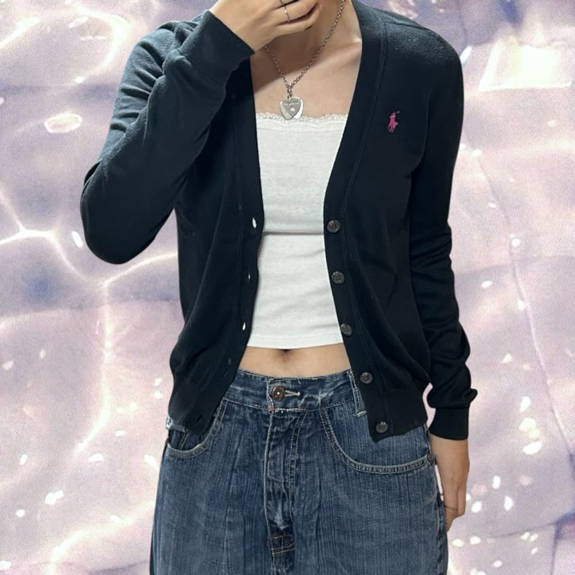 폴로 랄프로렌 브이넥 니트 가디건 블랙 S 상품이미지3