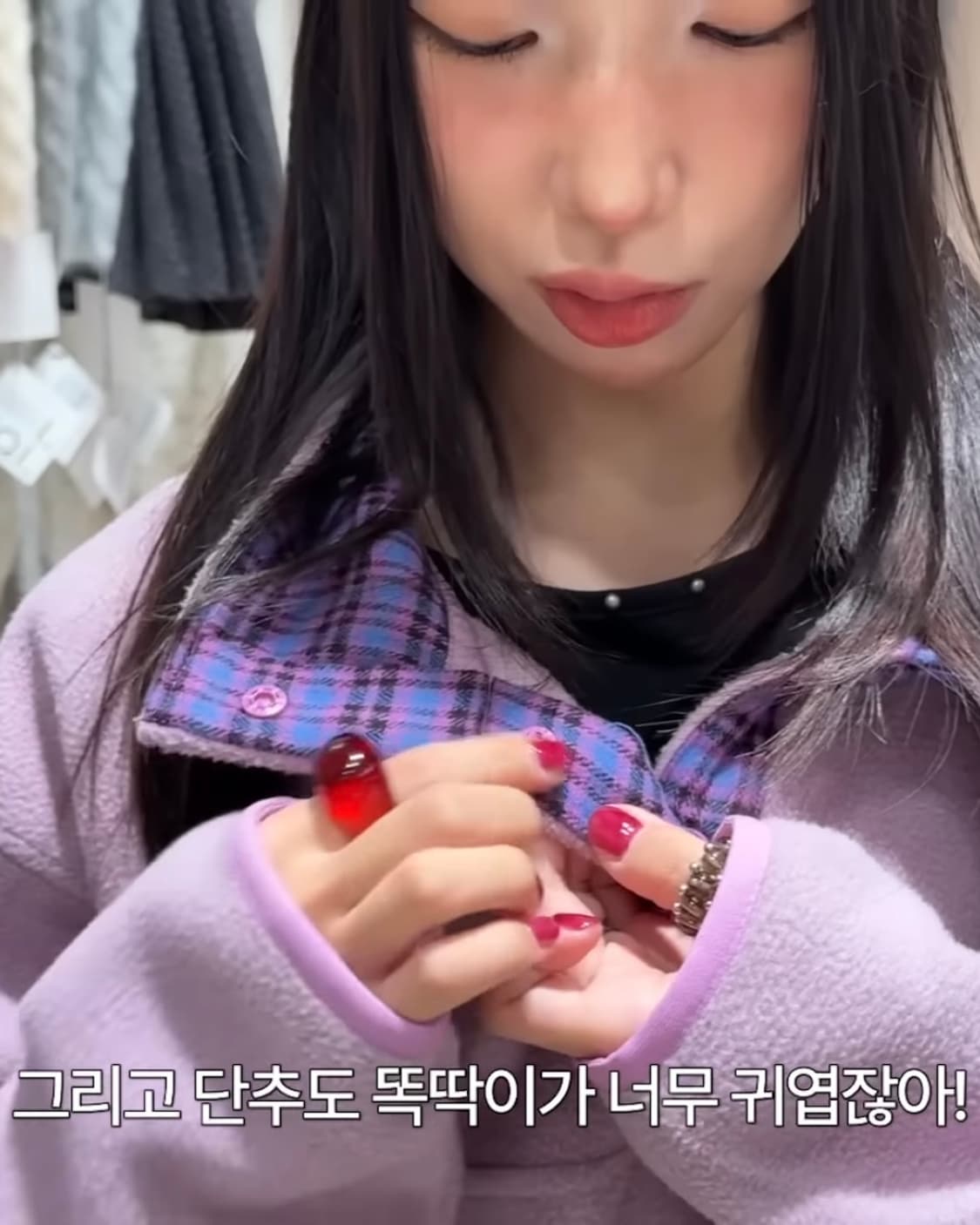 엔조 블루스 레트로 스냅 플리스 아노락 (Lavender) 상품이미지4