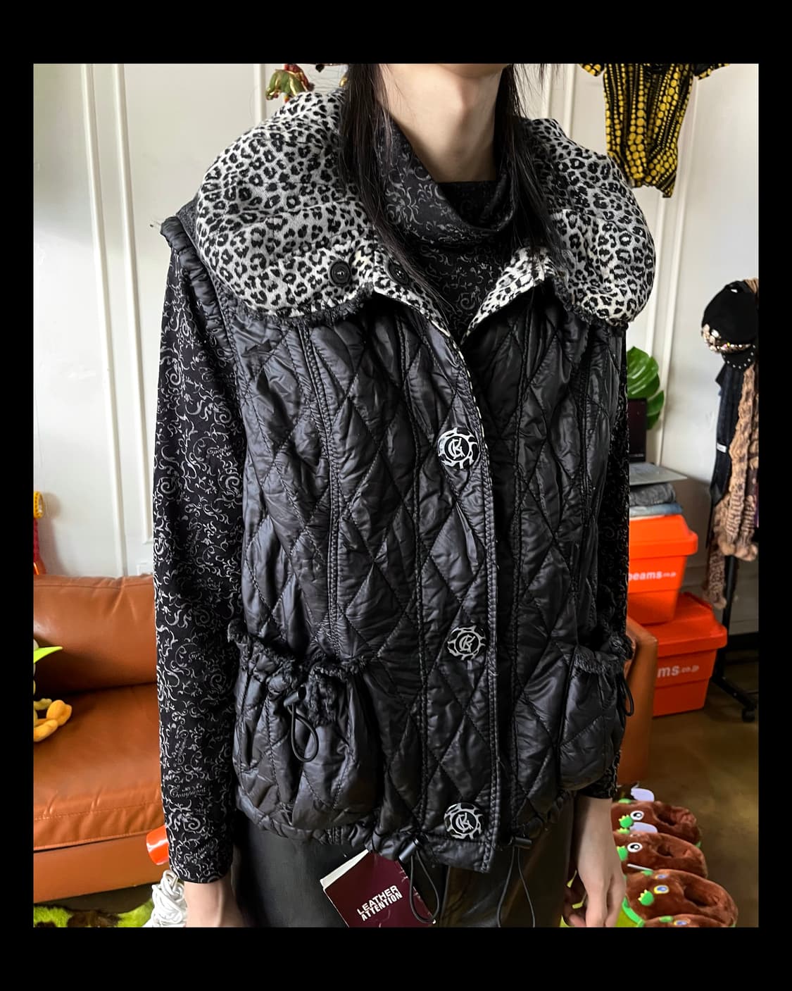 La Moda GOJI GK Leopard Qualting Vest 상품이미지2