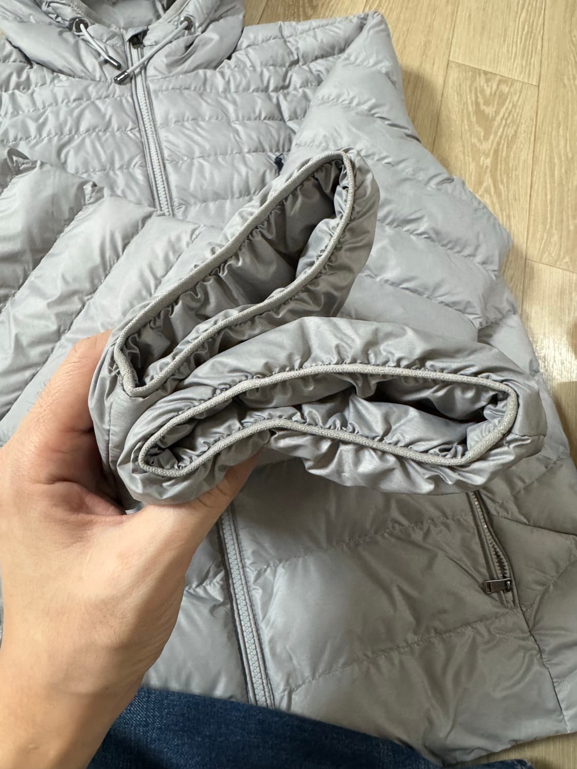 L 폴로 랄프로렌 패커블 경량 패딩 점퍼 그레이 후디 상품이미지3