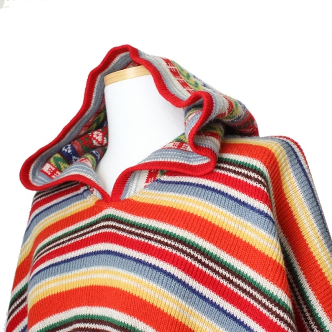 오일릴리 울 혼방 스트라이프 후드 판초 케이프 (프리 사이즈) 상품이미지6