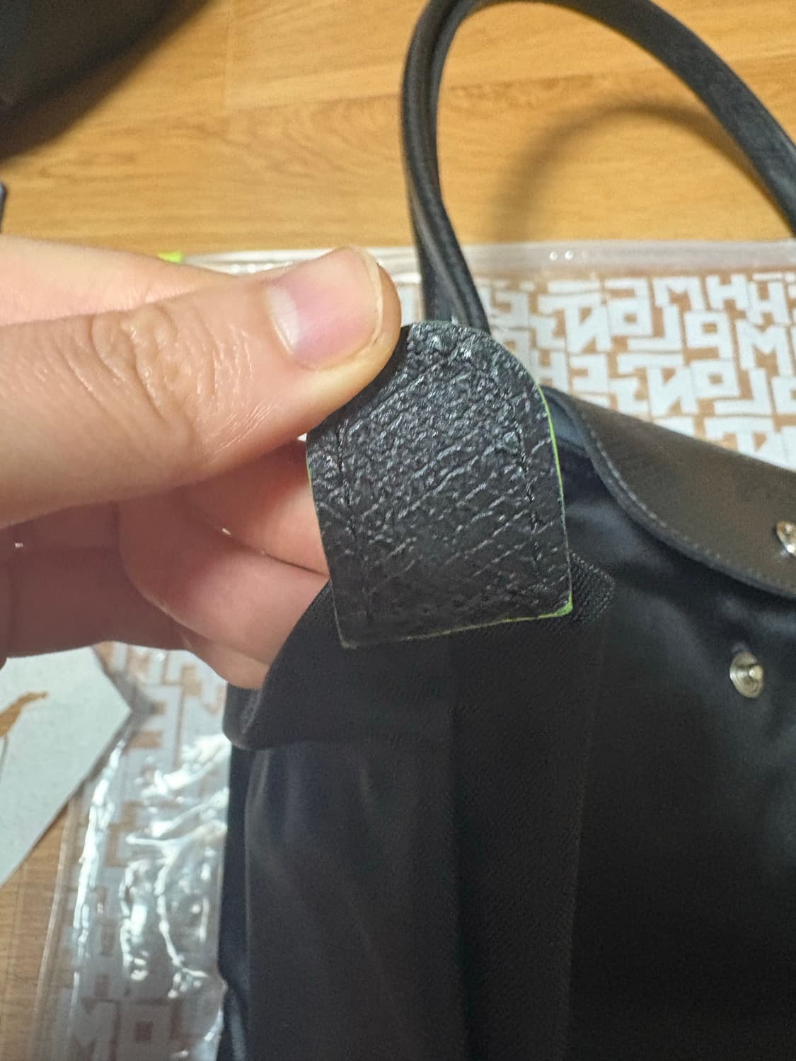 (새상품)롱샴 르플리아쥬 오리지널 L 그린핸들 블랙 상품이미지5