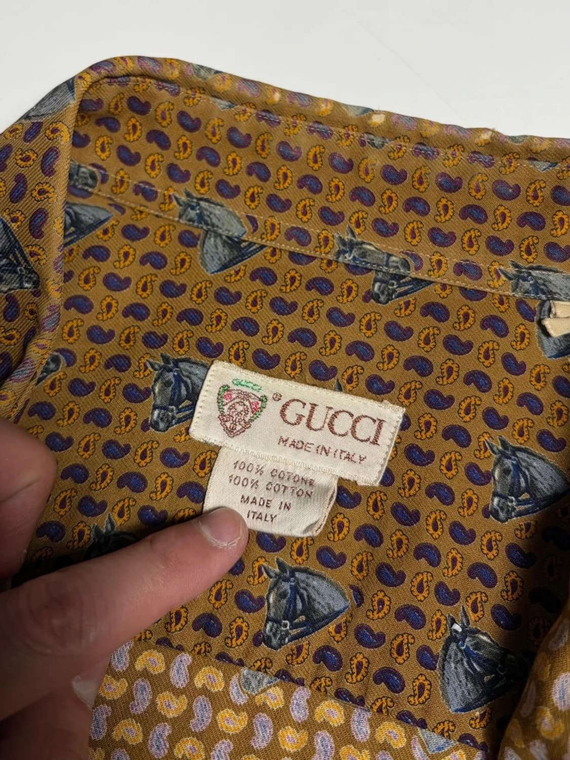 구찌 GUCCI 90's 페이즐리 홀스 패턴 코튼 셔츠 R1249 상품이미지4